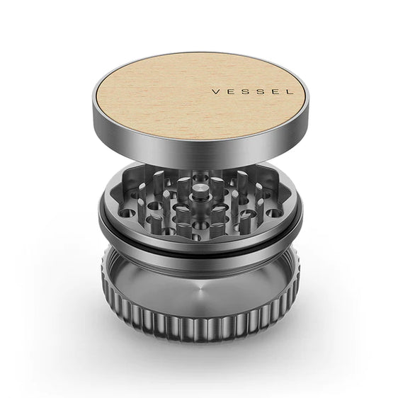 Vessel Mill - 3 Piece Aluminum Grinder - Beechwood