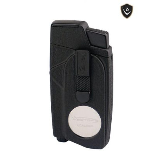 Vector Xcaliber Double Flame Lighter with Cutter - Black Crackle