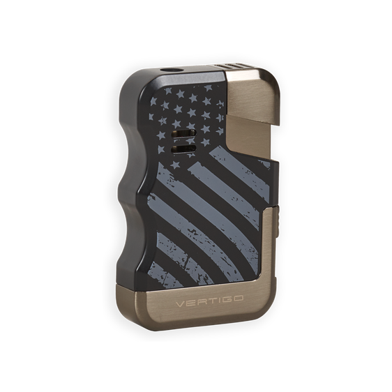 Vertigo Gator Single Torch Flame Lighter - Black American Flag