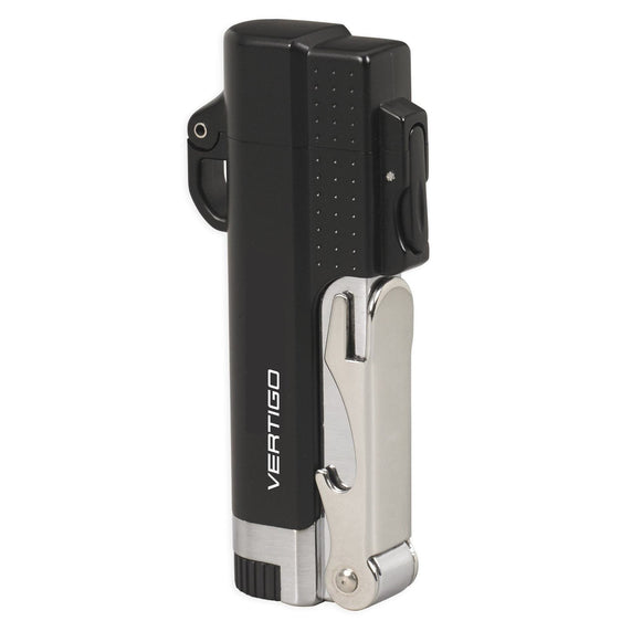 Vertigo Beer Buddy Coil Flame w/ Bottle Opener - Black & Silver