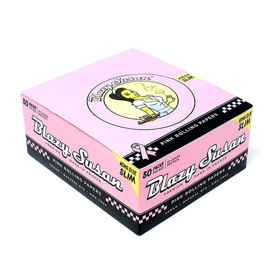 Blazy Susan King Size Slim Pink Rolling Papers Full Box (50 Count) Pink