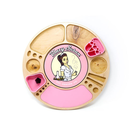 Blazy Susan Spinning Rolling Tray - Birch