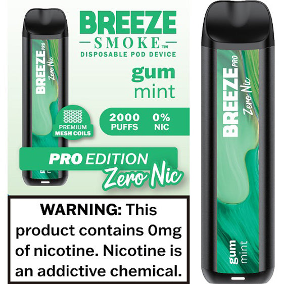 Breeze Pro Disposable Pod Vape Flavor - Gum Mint 0% Nic