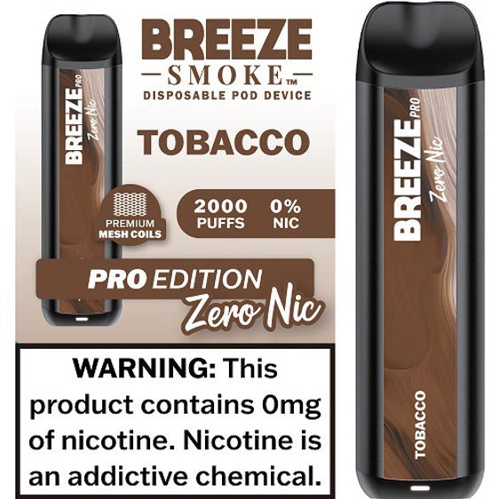 Breeze Pro Disposable Vape - Tobacco 0% Nic