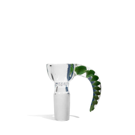 Clear Ground Glass Bowl with Colored Horn Handle - 14mm - Lighter USA