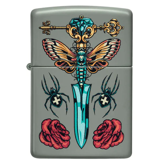 Zippo Lighter - Gothic Dagger on Classic Sage