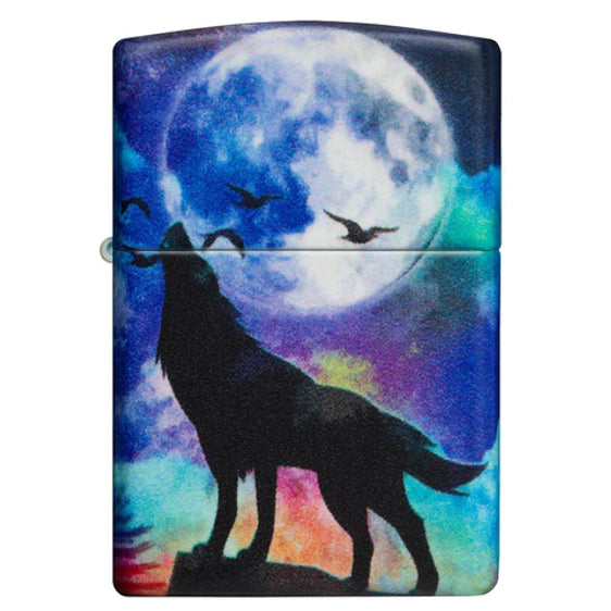 Zippo Lighter - Neon Wolf Howling
