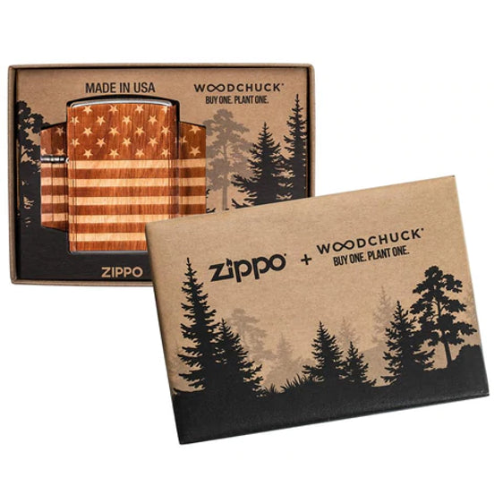 Zippo Lighter - Woodchuck USA American Flag