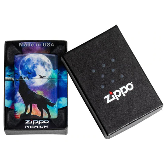 Zippo Lighter - Neon Wolf Howling