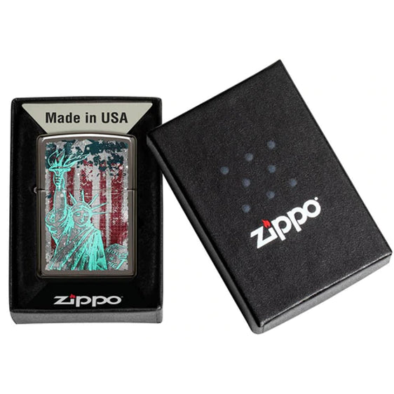 Zippo Lighter - Statue Of Liberty Black Ice