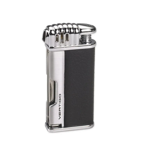 Vertigo Puffer Pipe Soft Flame Lighter - Matte Black & Brushed Chrome