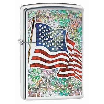 Zippo Lighter - American Flag Fuzion Hi Polished Chrome