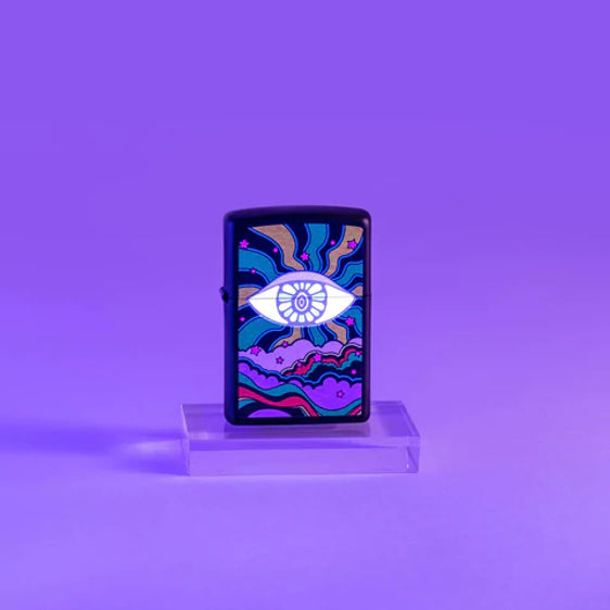 Zippo Lighter - Black Light Eye Design