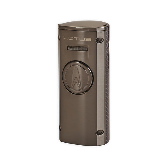 Lotus Minister Quad Flame Table Top Torch Lighter - Gunmetal & Carbon Fiber