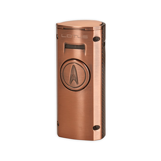 Lotus Minister Quad Flame Table Top Torch Lighter - Copper & Carbon Fiber