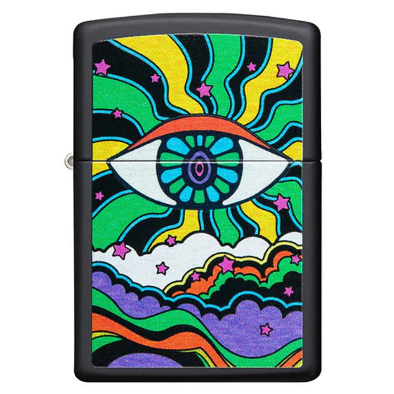 Zippo Lighter - Black Light Eye Design