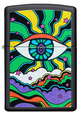 Zippo Lighter - Black Light Eye Design