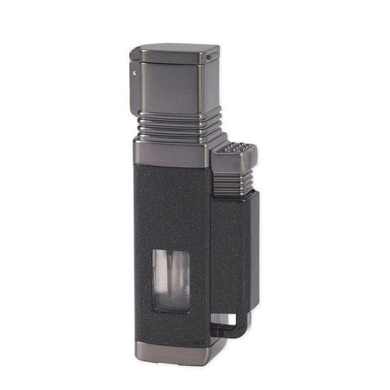 Vertigo Churchill Quadruple Torch Lighter - Black Matte & Gunmetal