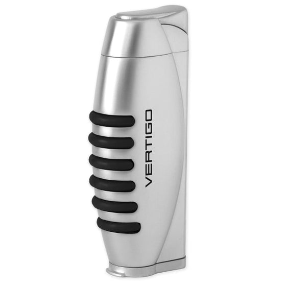 Vertigo Blitz Single Torch Lighter w/ Fold-Out Punch - Brushed Chrome & Polished Chrome