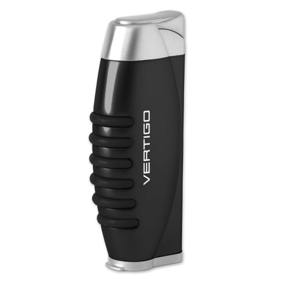 Vertigo Blitz Single Torch Lighter w/ Fold-Out Punch - Matte Black & Polished Chrome