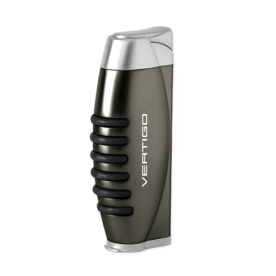 Vertigo Blitz Single Torch Lighter w/ Fold-Out Punch - Matte Gunmetal & Polished Chrome