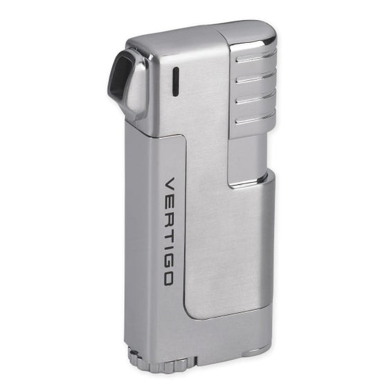Vertigo Governor Pipe Soft Flame Lighter - Polished Silver & Brushed Silver