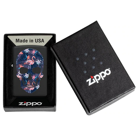 Zippo Lighter - Flamingo Skull