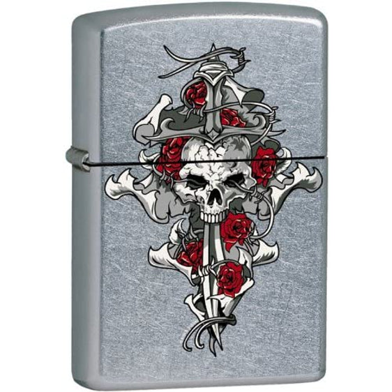 Zippo Lighter - Skull Rose Dagger