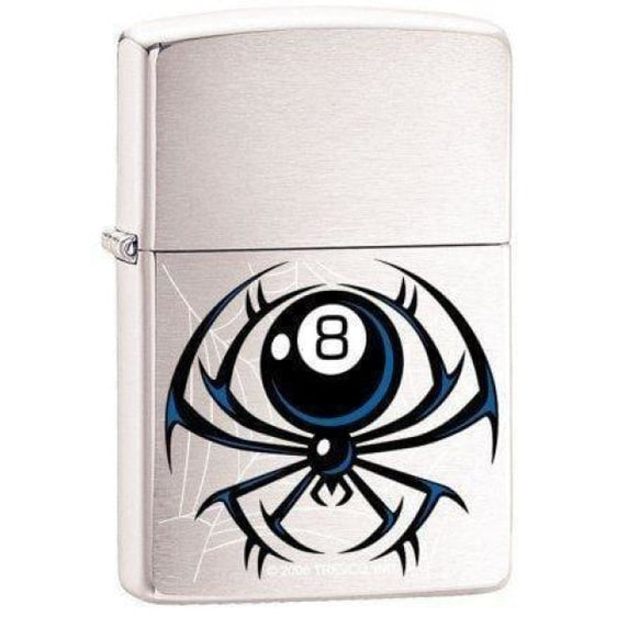 Zippo Lighter - 8-Ball Spider Brush Chrome