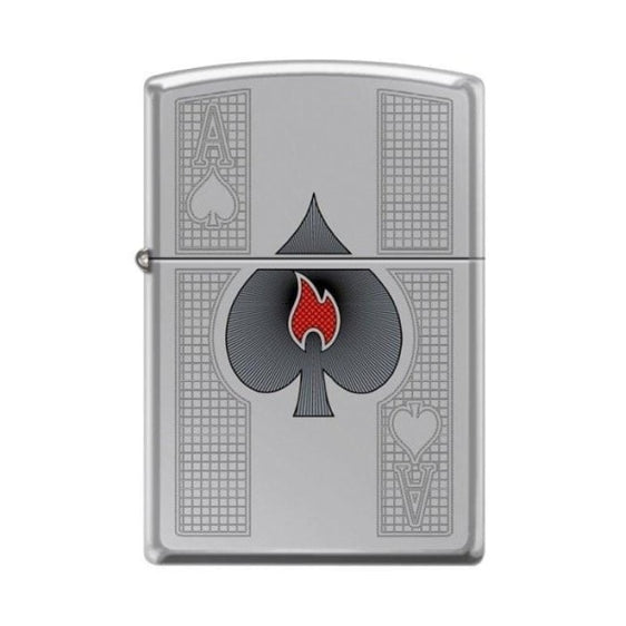 Zippo Lighter - Ace of Spades Flame High Polish Chrome