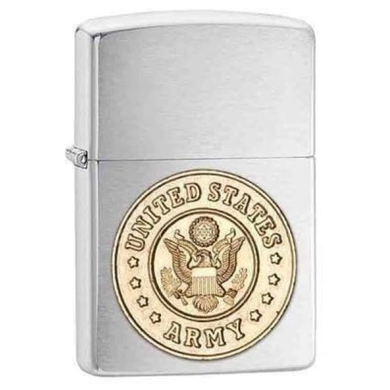 Zippo Lighter - Army Emblem Brushed Chrome