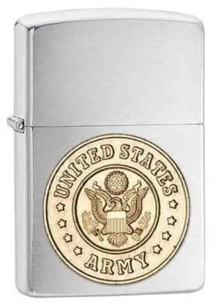 Zippo Lighter - Army Emblem Brushed Chrome