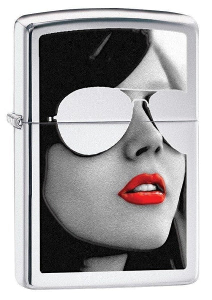 Zippo Lighter - BS Woman In Sunglasses High Polish Chrome
