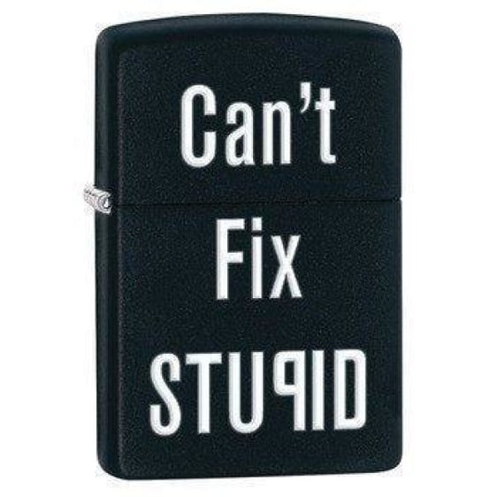 Zippo Lighter - Can't Fix Stupid Black Matte - Lighter USA