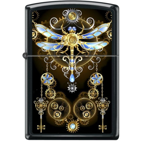 Zippo Lighter - Dragonfly Steampunk Black Matte