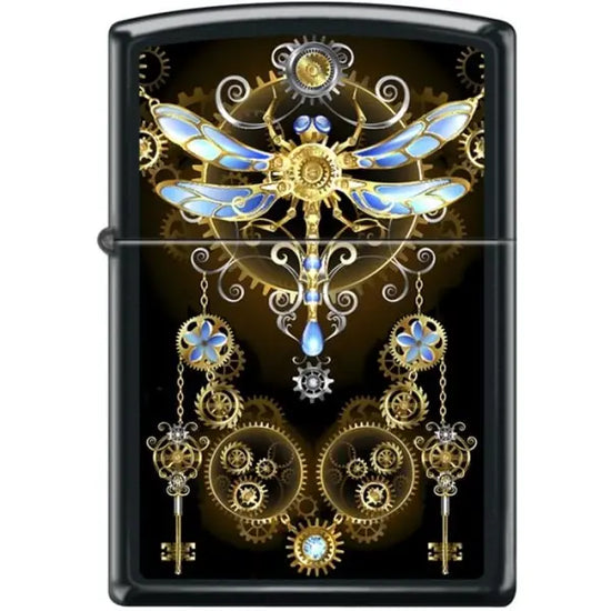Zippo Lighter - Dragonfly Steampunk Black Matte