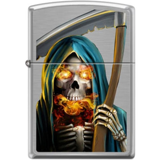 Zippo Lighter - Grim Reaper Brushed Chrome