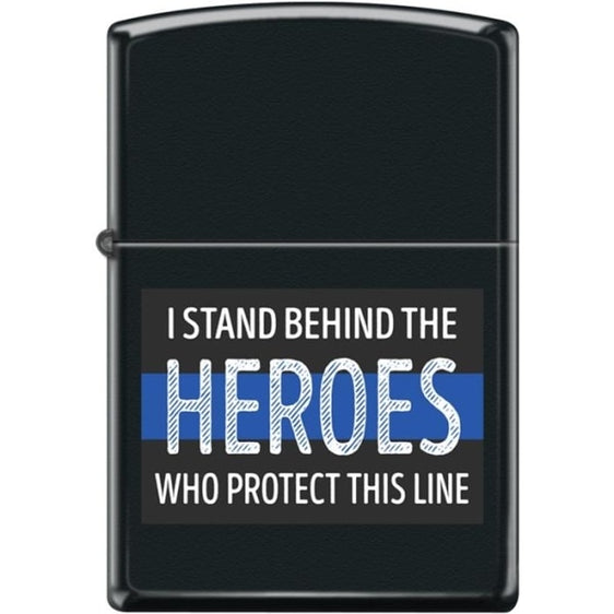 Zippo Lighter - I Stand Behind the Heroes Black Matte