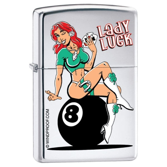 Zippo Lighter - Lady Luck High Polish Chrome