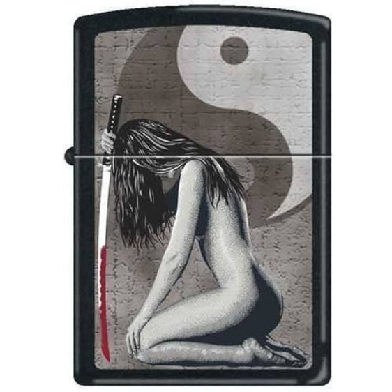 Zippo Lighter - Lady with Sword Black Matte