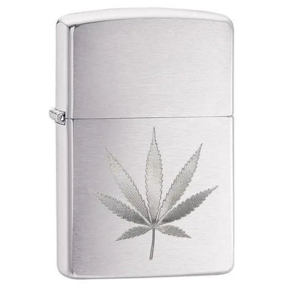Zippo Lighter - Leaf Design Brushed Chrome