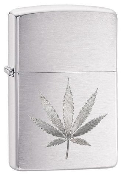 Zippo Lighter - Leaf Design Brushed Chrome
