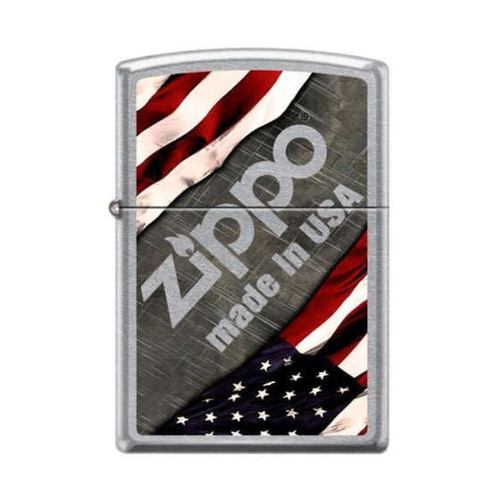 Zippo Lighter - Made In USA Logo Street Chrome