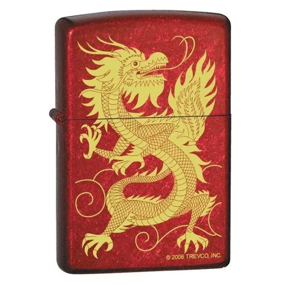 Zippo Lighter - Oriental Dragon Candy Apple Red