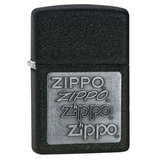 Zippo Lighter - Black Crackle® Silver Zippo Logo