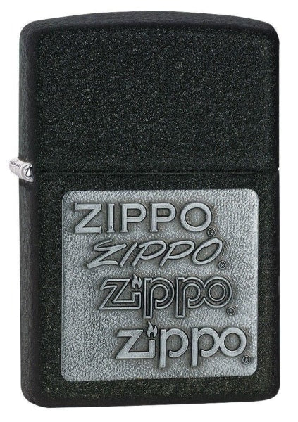 Zippo Lighter - Black Crackle® Silver Zippo Logo
