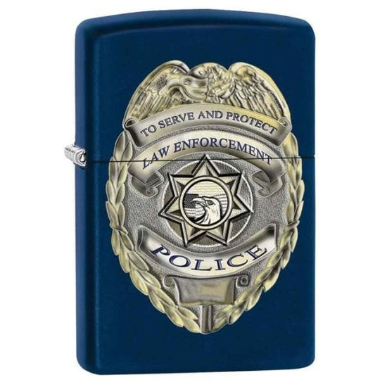 Zippo Lighter - Police Badge Navy Blue Matte