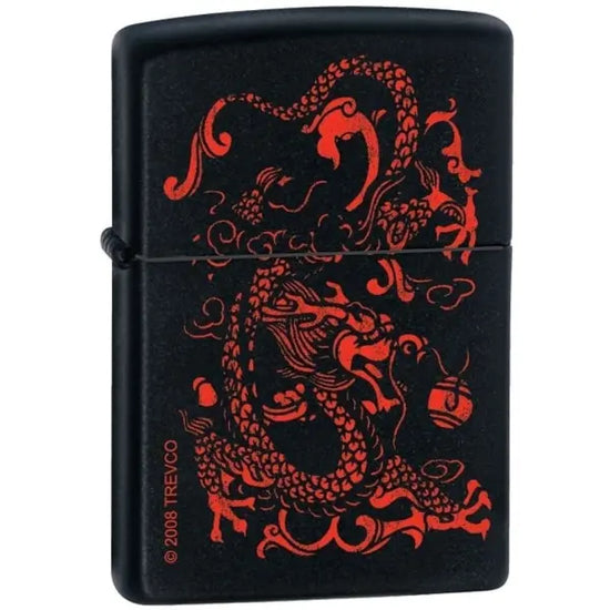 Zippo Lighter - Red Dragon Black Matte