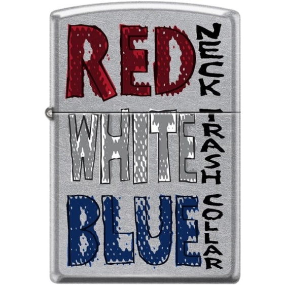 Zippo Lighter - Red Neck - White Trash Street Chrome