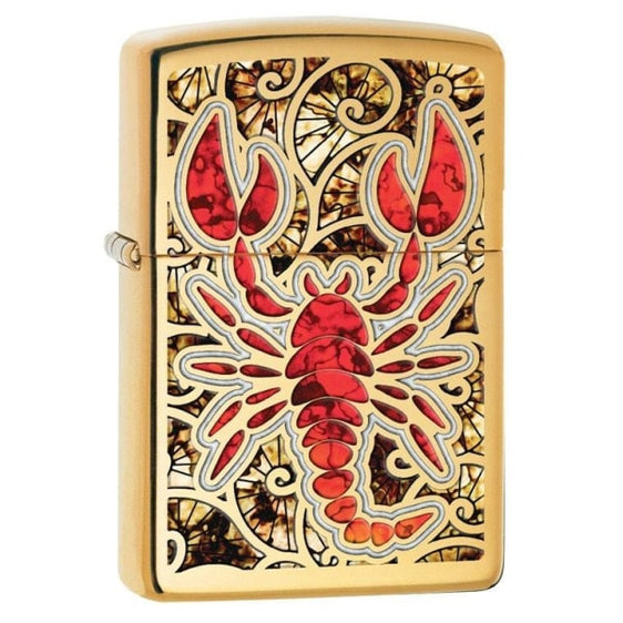 Zippo Lighter - Scorpion Shell High Polish Brass